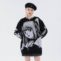 Dzianiny Harajuku zimowe ubrania kobiet 2020 ponadgabarytowych swetry z długim rękawem Top Gothic moda japoński Kawaii Cartoon Streetwear